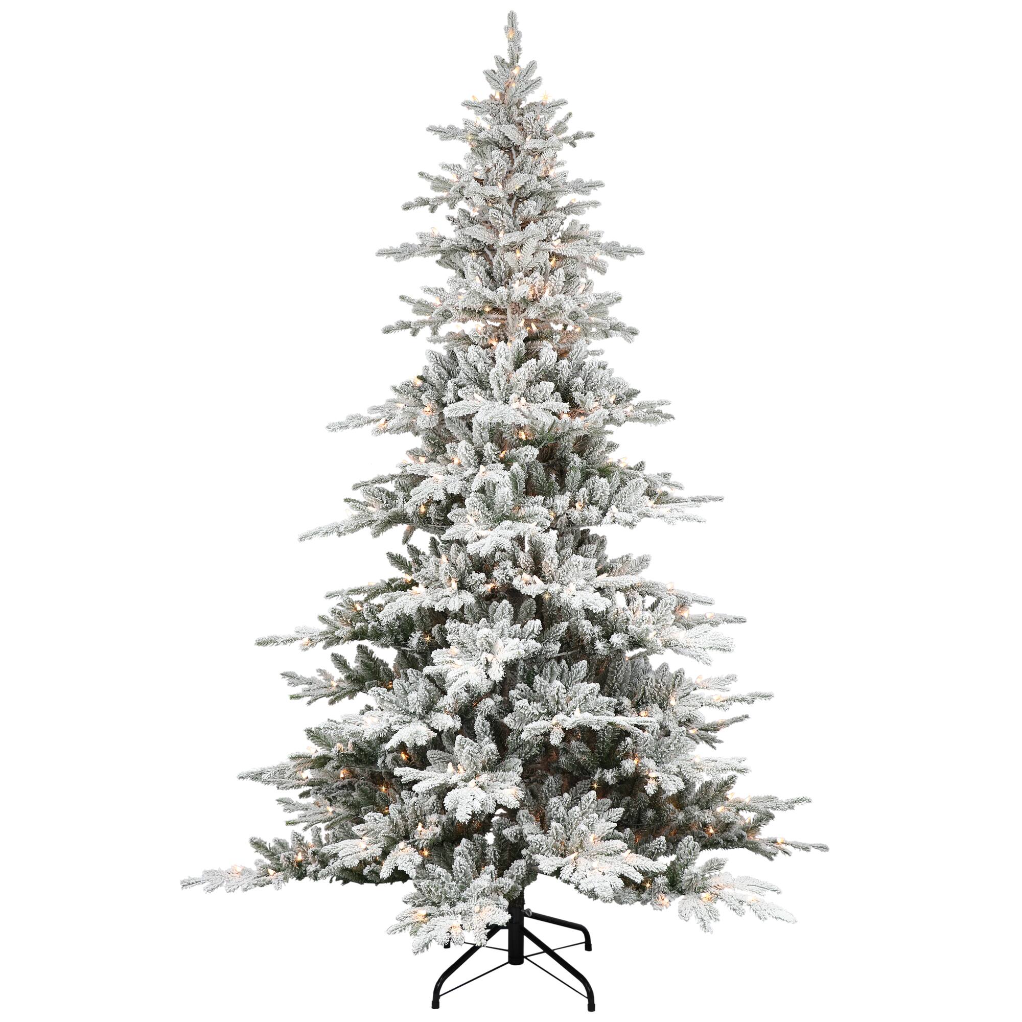 7.5ft. Pre-Lit Flocked Utah Fir Artificial Christmas Tree, Clear Lights